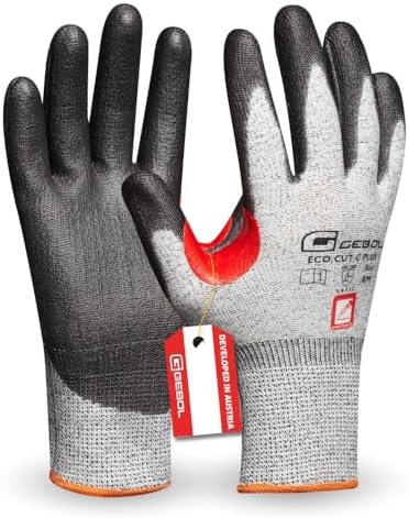 Gebol Eco Cut C Plus | Arbeitshandschuhe mit Schnittschutz | Montagehandschuhe für Damen und Herren | Größe M (Gr 8) | Grau | 1 Paar