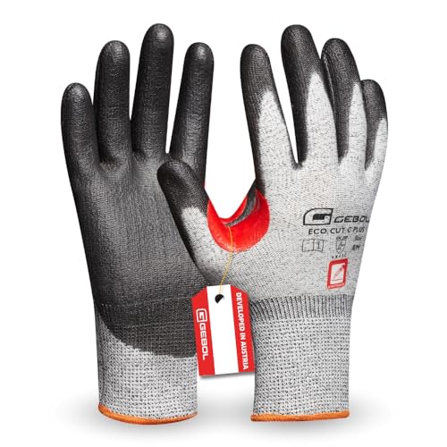 Gebol Eco Cut C Plus | Guanti da lavoro con protezione antitaglio | Guanti di montaggio da uomo | Taglia XL (Gr 10) | Grigio | 1 paio