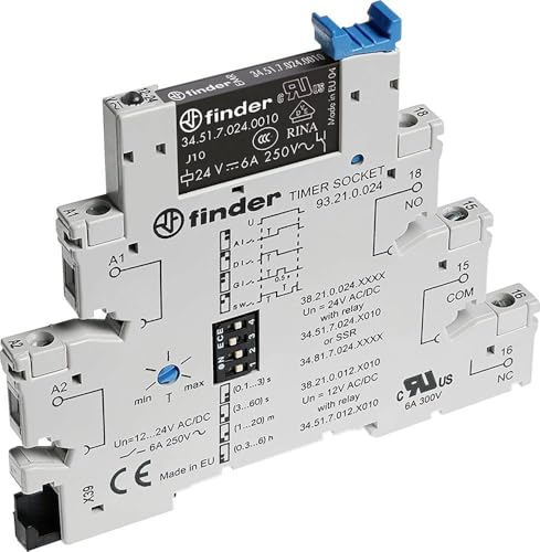 Finder 38.21.0.012.0060 38.21.0.012.0060 Zeitrelais 12V Dc/Ac 1 St. Zeitbereich: 0.1-21600S 1 Wech