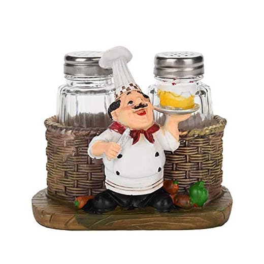 Vobor Chef Estatua Sal Pimienta Botella Titular Adornos decoración del hogar Cocina artesanía de Resina Chef Estatua para decoración de Cocina