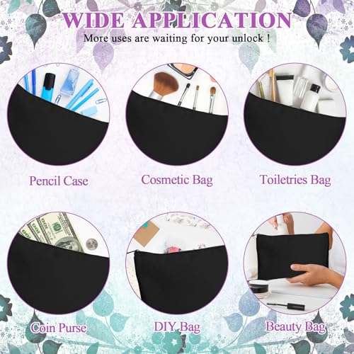 Image of Legigo Zeedix Blank Canvas Zipper Bag - 8.3 inch x 5 inch Beige Cotton Pouch for DIY Projects, Makeup, Pencil Case, Multi-Purpose Cosmetic Travel Organizer, HTV Craft Supplies, Black, Pack of 24