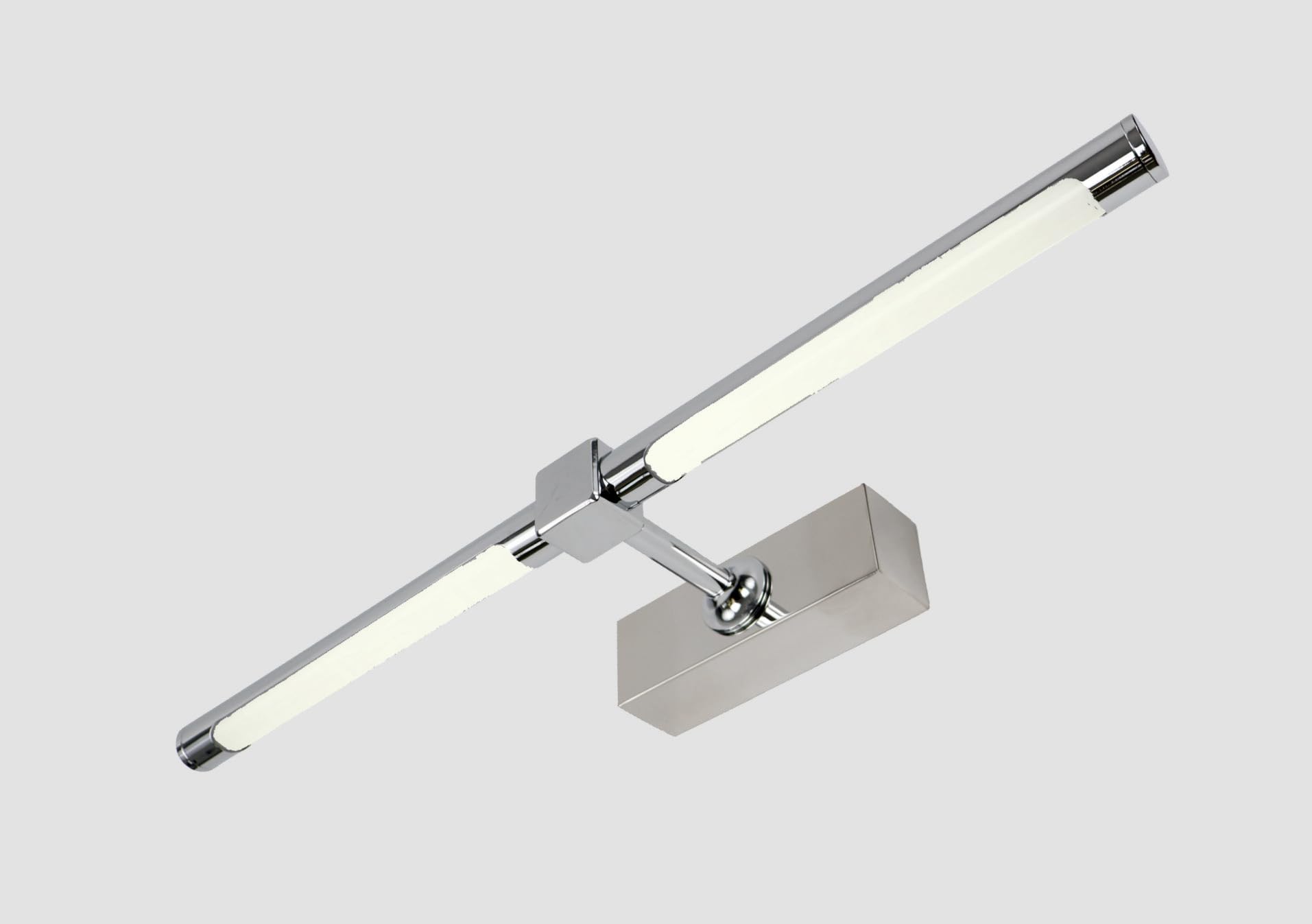 Aplique LED de pared para iluminar cuadros, espejos, murales, 12W, tono de luz neutro 4000K, acabado Cromo brillante 52cm