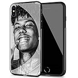 iPhone 5 Case, iPhone 5s Case, iPhone SE Case, Tempered Glass Back Cover Soft Silicone Bumper Compatible with iPhone 5/5s/SE AM-85 Blueface Bleedem Rapper