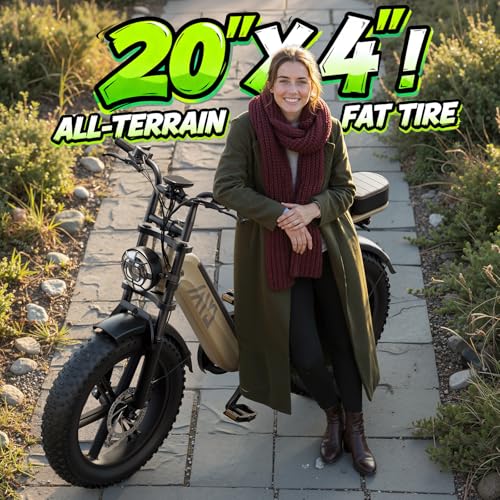 Image of TST Electric Bike for Adults, 1500W Peak Motor Ebike with 48V 15Ah Built-in Battery, 60 Miles Range 28 MPH Electric Bicycle, 20 inch Fat Tire Step-Thru E Bike with Rear Seat