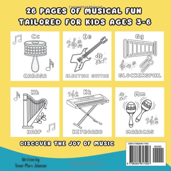 ABC Musical Instruments Coloring Book Ages 3-6: 26 Pages to Learn the Letters of The Alphabet and Exciting Musical Instruments | Ideal for ... & First Graders Children to Explore and Enjoy image 3
