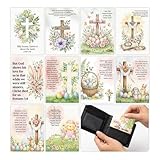 Aqgwz 200Pcs Easter Pocket Prayer Cards Christian Mini Bunny Cross Scripture Wallet Cards with Bible Verses Easter Spring Bulk Gifts for Church Women Friends Sunday School Party Decorations Favor