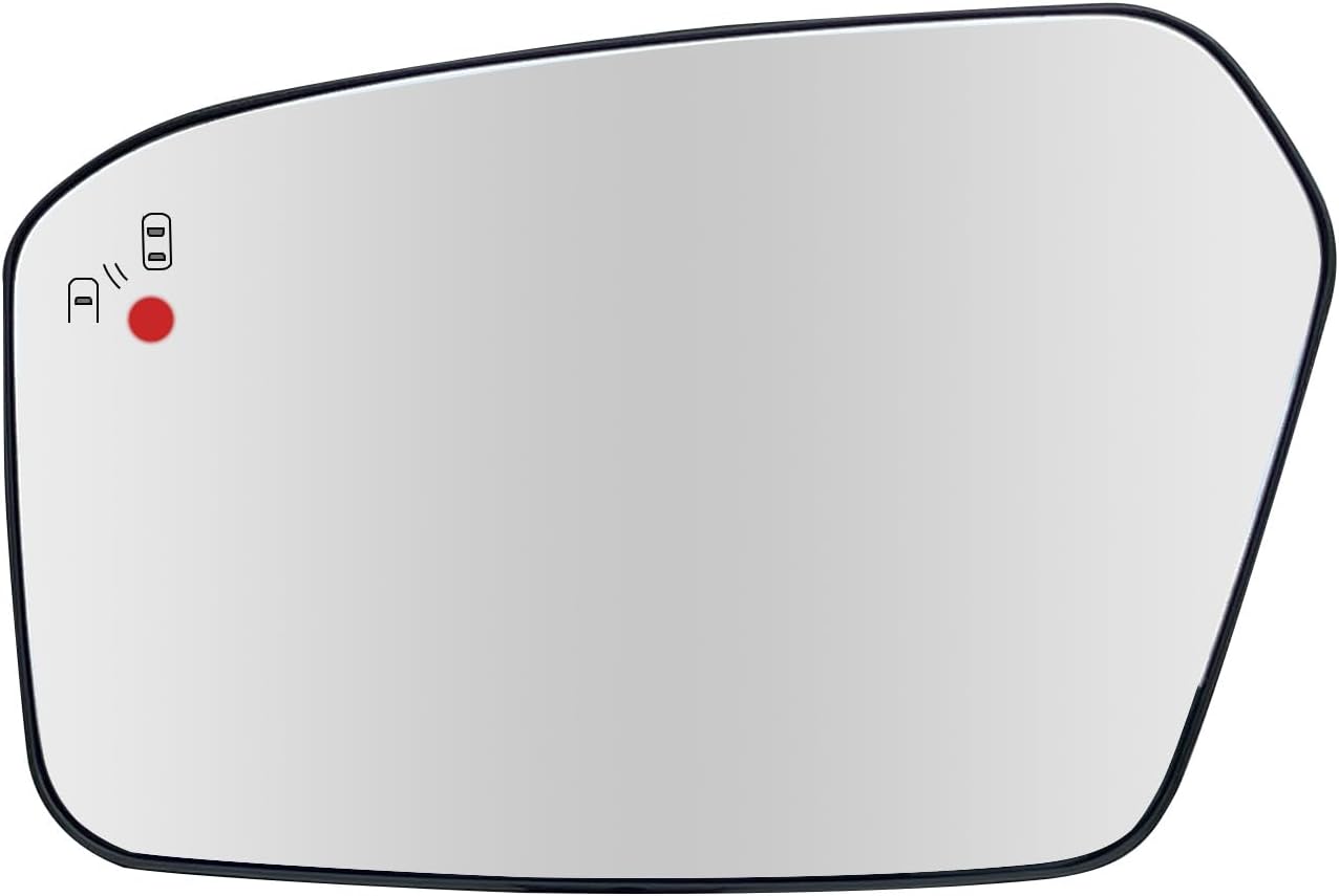 Driver Side Mirror Glass Replacement For Ford Fusion 2006 2007 2008 2009 2010 - Blind Spot Detection, Power Heated, with Backing Plate