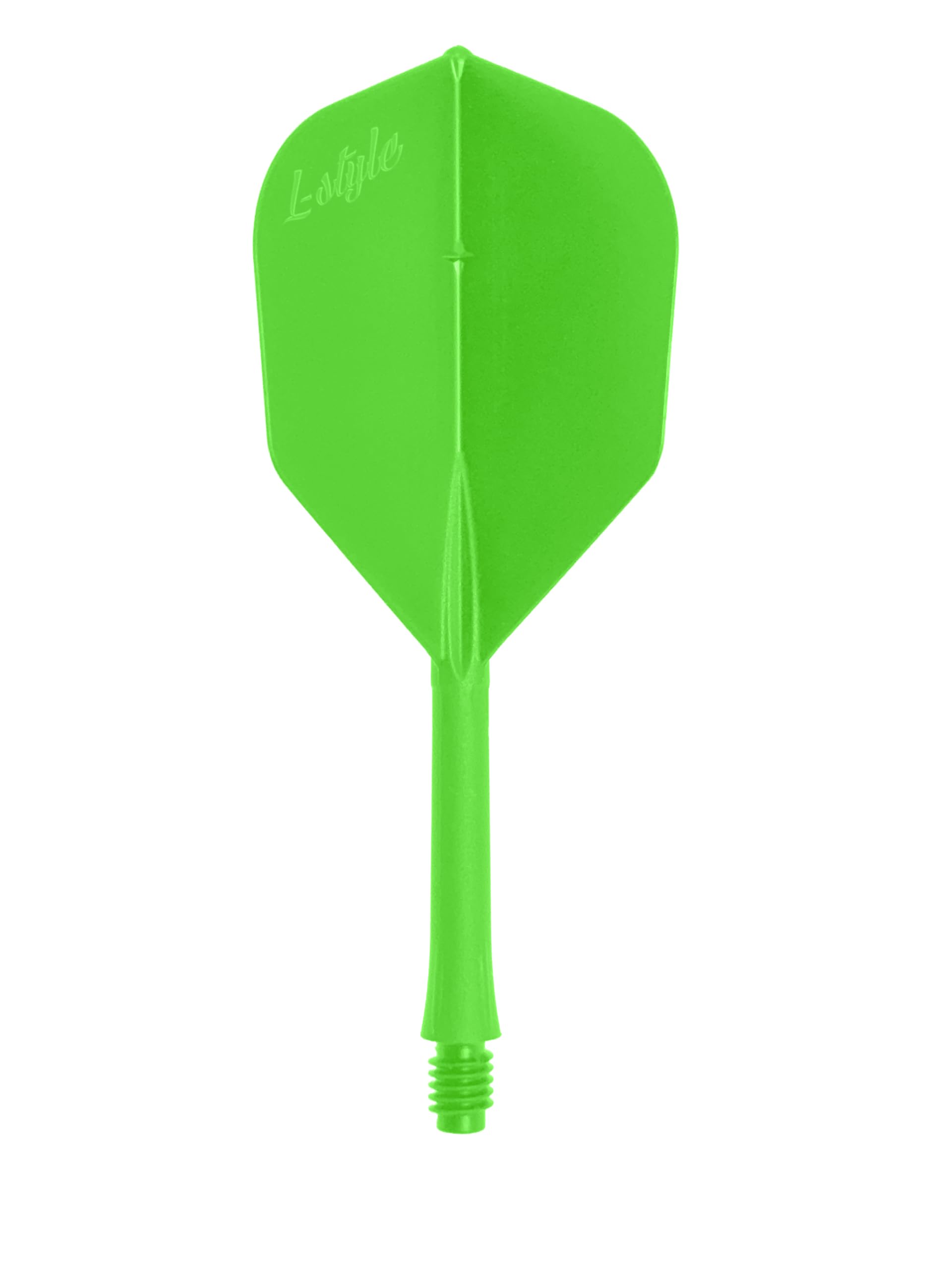 L-style BarFlight 2BA Dart Flight with Integrated Shaft – L3 Shape – 26mm (260) – Neon Green - 1 Set (3 Flights)