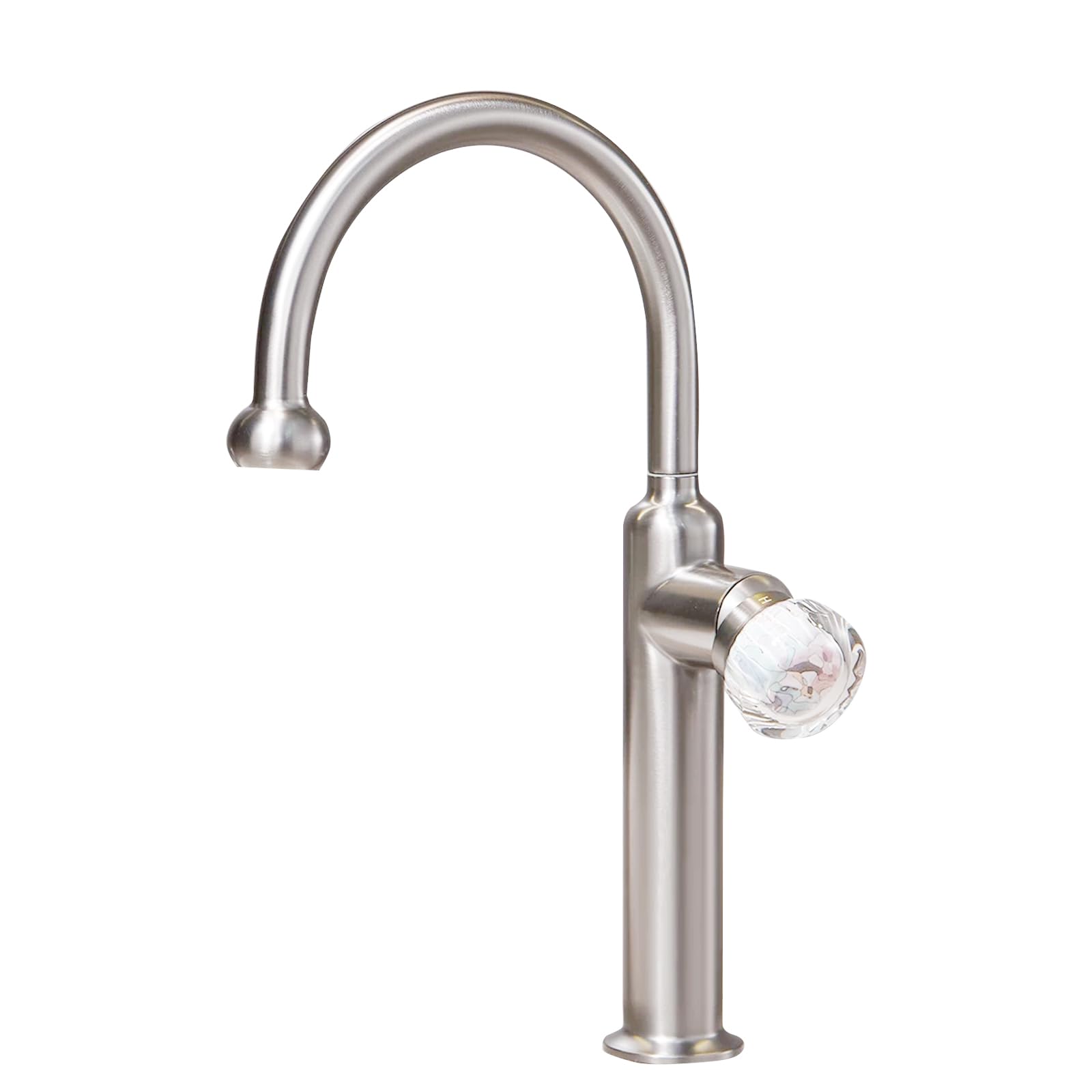 JRUIA Retro Brushed Nickel Kitchen Faucet, 360° Swivel Washbasin Faucet, Hot And Cold Water Supply, Two Water Flow Modes