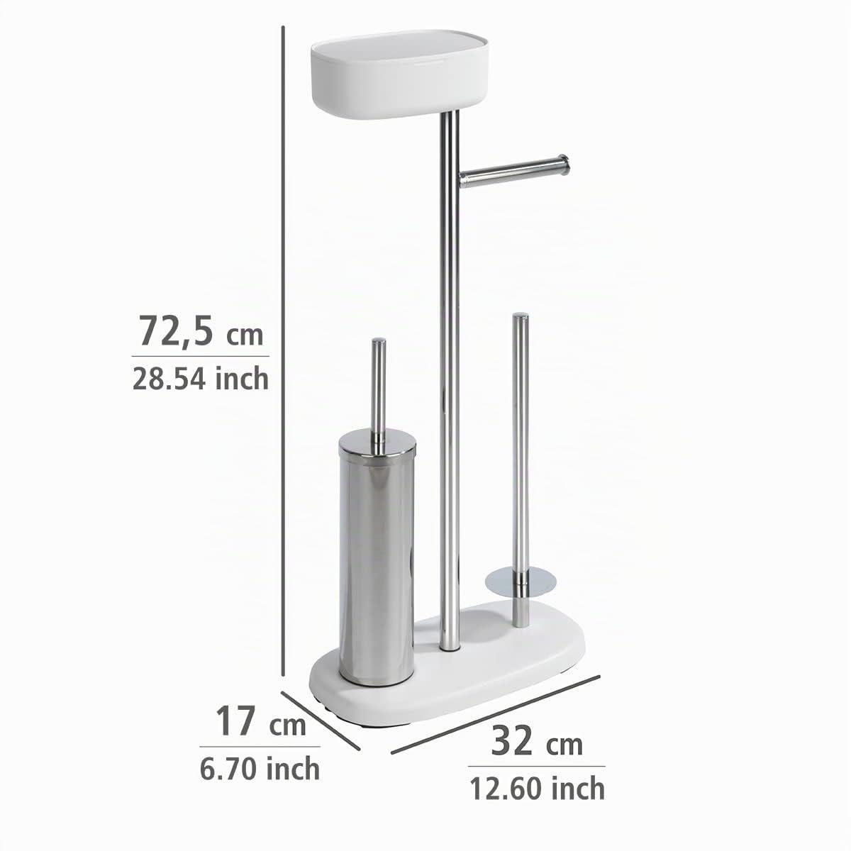 WENKO Juego de pie para WC con caja Rivazza blanco, Acero inoxidable, 17 x 72.5 x 32 cm, Blanco