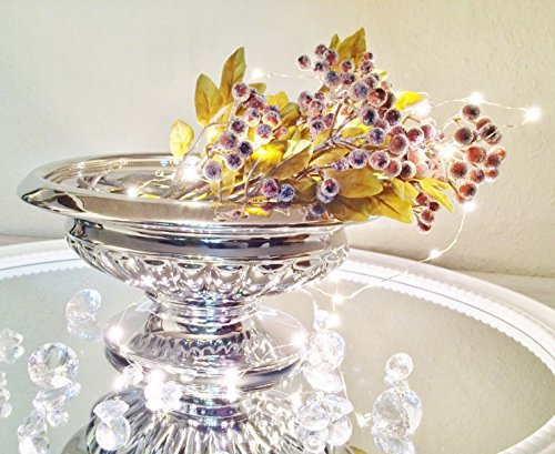 DRULINE 25 cm Dekoschalen Keramikschale Dekovase Vase Hochzeitsdeko Übertöpfe Silber Blumenvase Pflanzgefäße Tisch-Deko Silber Blumenschale Vasen Silberschale Blumengefäß Nostalgie Dekoschale mit Fuß