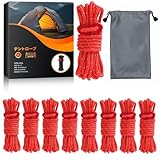 ガイロープ テントロープ キャンプ ロープ タープロープ パラコード 10本/セット 長さ4M 調節可能 反射材入り 自在金具&収納袋付 耐荷重350kg キャンプ用品 テント設営