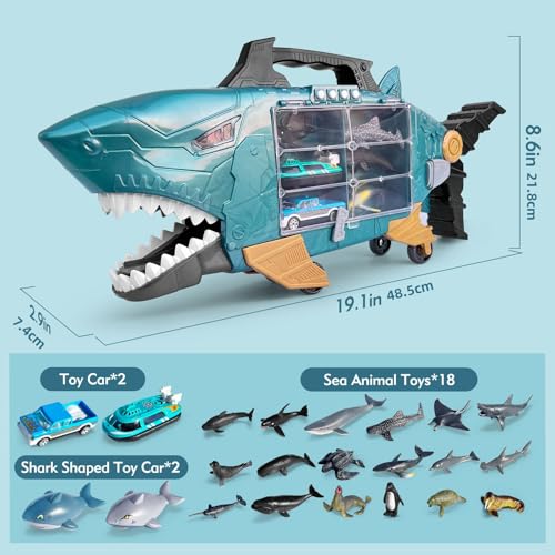 Grarain Shark LED Ocean Animal Toys - Trucks, Cars & 18pcs Sea Animals for 3+ Year Olds by Grarain - Image 5