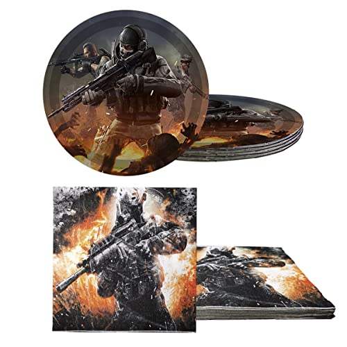 Gaming Birthday Party Supplies,Gaming Video Gaming Birthday Decorations,Call Party Decorations For Boys,Set Include 20 Plates, 20 Napkins And 1 Tablecloth #TOP3