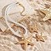 Bocar Gold Starfish Pendant Necklace Earring for Women Starfish Rope Chain Necklace Set Beach Choker Necklace (NK-10761-Starfish)