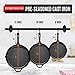 Bruntmor 8, 10 and 12 Inch Pre-Seasoned Frying Pan Set of 3, Oven Safe Skillet, Grill Pan Set, Nonstick Cookware with Side Drip Lips, Black