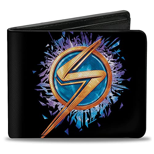 Marvel Comics Wallet, Bifold, Ms Marvel Logo Black Multi Color, Vegan Leather