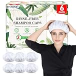 Shampoo Caps No Rinse, Hair Washing Shampoo Shower Caps for Elderly and Bedridden Patients, Rinse Free Shampoo Shower Caps for Post Surgery, Hospital, Camping (6 Pack)