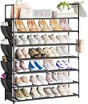 Shoe Rack 7 Tier Black Shoe Organizer Shoe Storage 28-35Pairs Shoe Rack for Closet Entryway Space Saving Shoe Shelf Tall Shoe Stand Bedroom Garage Door
