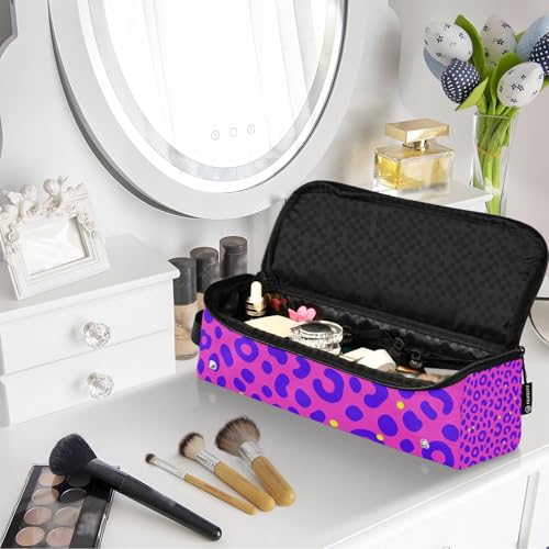 Bolso de viaje y tapete resistente al calor para herramientas de cabello, impermeable, para planchas y rizadores, estampado leopardo rosa y púrpura miniatura 7