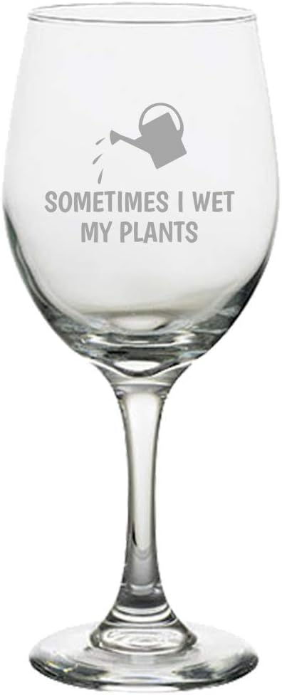 Funny Gift For Gardener - Gardening Wine Glass - Sometimes I Wet My Plants - Etched Wine Glass