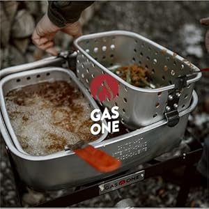 Gas One Double Fryer with 2 Baskets Propane Burners for Outdoor Cooking – Heavy Duty 18Qt Aluminum Pot Outdoor Deep Fryer with Cast Iron Burner – Propane Deep Fryer with Thermometer Gas One Double Fryer with 2 Baskets Propane Burners for Outdoor Cooking–Heavy Duty 18Qt Aluminum Pot Outdoor Deep Fryer with Cast Iron Burner–Propane Deep Fryer with Thermometer
