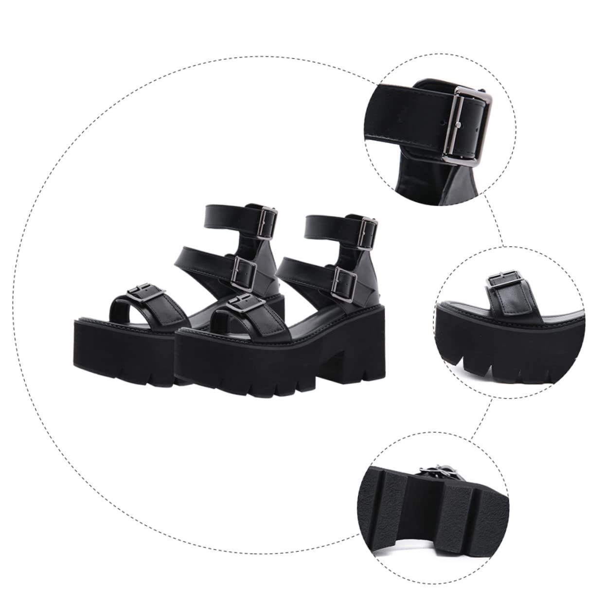 1 Paio Di Sandali Della Piattaforma Piattaforma Tacchi Neri Sandali Neri Di Estate Sandali Della Piattaforma Di Estate Goth Sandali Con Tacco Alto Sandalias Para Mujer Sandali