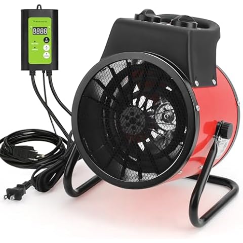 Greenhouse Heater with Thermostat - 1500W Grow Tent Heater, Greenhouse Fan, Portable Heater for Green House, Grow Tent, Flower Room, Overheat Protection (Red) Cover