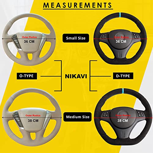 Image of NIKAVI Leather Steering Wheel Cover (Small - O)(36 cm) Redline