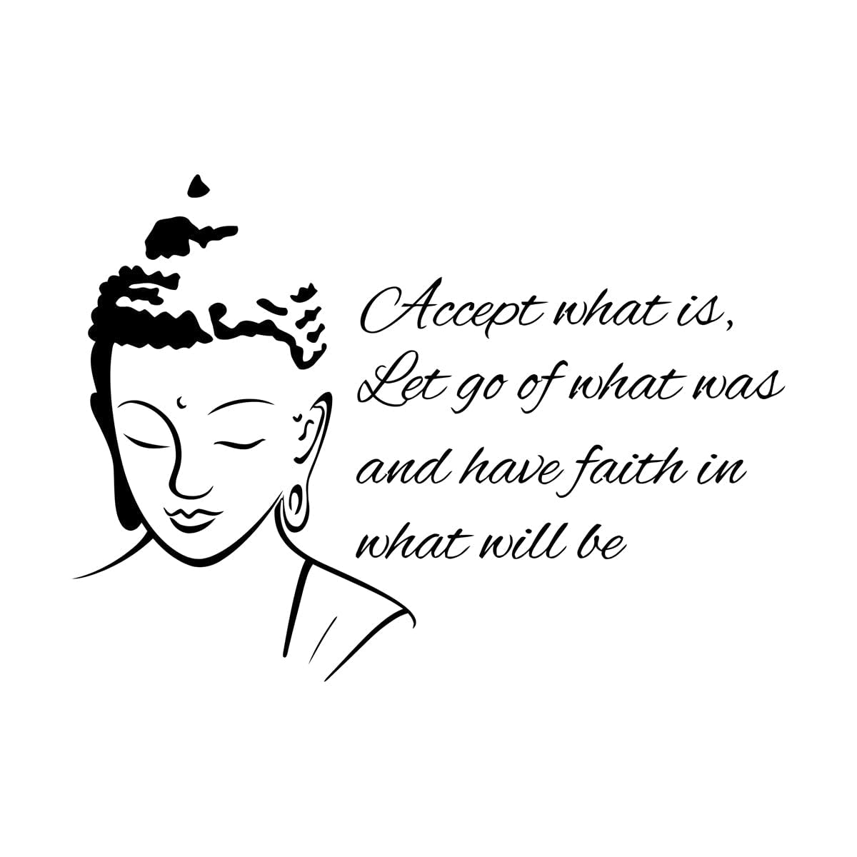 Lzhouting Wall Stickers 1133 Religious Culture Temple Quotes Buddha Wall Sticker Yoga Vinyl Home Decor Living Room Bedrom Wall Decals Removable Murals Small - 28X39cm