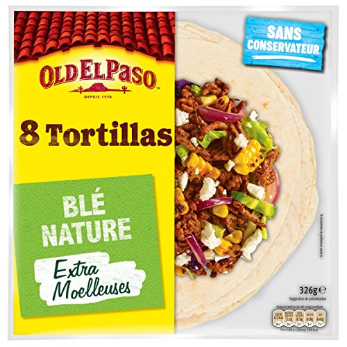 3 unidades *** OLD EL PASO Tortillas de trigo natural extra esponjosas sin conservantes 8 tortillas 326 g
