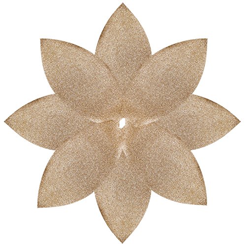 Gireshome Poinsettia Shiny Leaf Design Bling Bling Gold Christmas Tree Skirt - 36inch/10-15 Days DELIVERY
