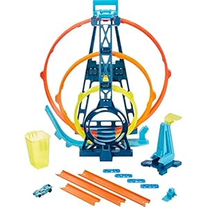 Hot Wheels Track Builder Unlimited Triple Loop Kit Collapsible 3-Loop Gift Set for Kids 6 to 12 Years Old & One 1:64…