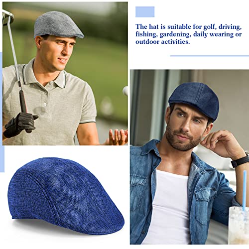 Eurzom 11 Pieces Men'S Flat Cap Irish Hats Newsboy Hats For Men Cabbie Hunting Cap Weave Linen-Like Cotton Newsboy Hat 11 Colors thumb #4