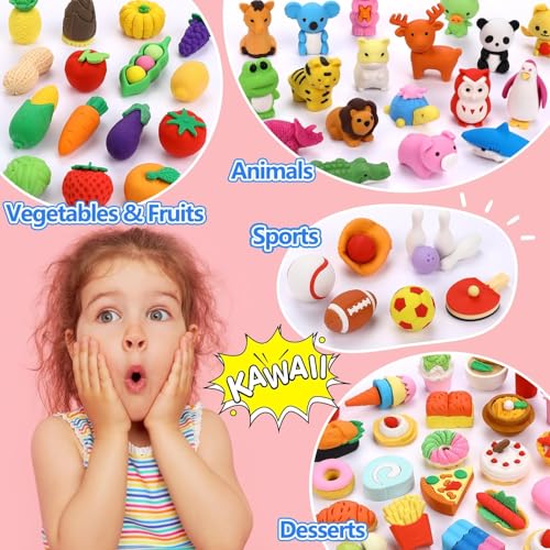 image for HINZER 100 Pack Animal Erasers for Kids Bulk Pull Apart 3D Puzzle Eras