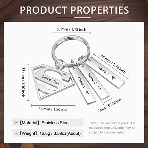 Custom Dad Keychain For Fathers Day Dad Gifts From Daughter Son Personalized Name Keychains For Daddy Husband (Name 3) #TOP1