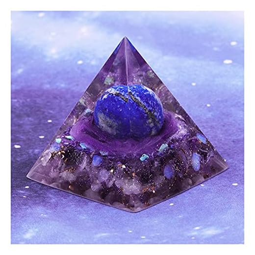 Orgone Pyramid Lapis Lazuli Kristall, Orgone Pyramid Ornament (Storlek: 6 cm)