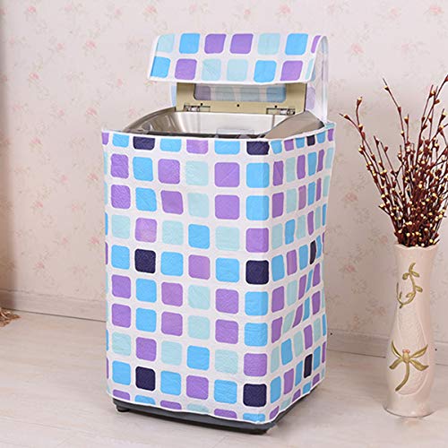 BESTOMZ Top Load Washer Dryer Cover Washing Machine Cover Zippered (Blue Purple Plaid, 55x58x87cm) - Thumbnail 3