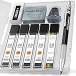 Four Candies 2MM Mechanical Pencil Set with case, Artist Lead Pencil Metal Lead Holder with 60PCS Graphite Led Refill (HB, 2H, 2B, 4B, Color) kneaded eraser, Sharpener for Writing, Drawing, Sketching