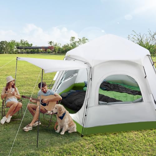 Carpa para camping de 4 personas con toldo impermeable miniatura 5