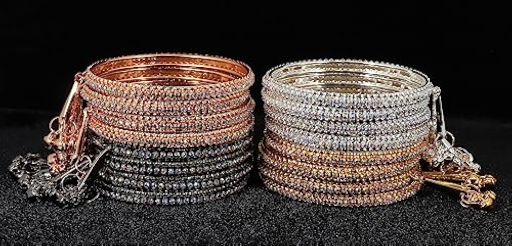 Alloy Metal Zircon Gemstone Bells Latkan Bangles Set