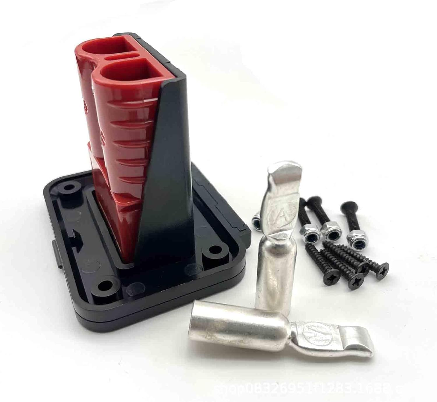 2PCS 175A Battery Specific Quick Connect Plugs, for 12V-36V,1/0 AWG Anderson High Current Connectors with a Panel Fixing Bracket and Handle for Cars, Motors, Trailers, Ships, Winches (Red)