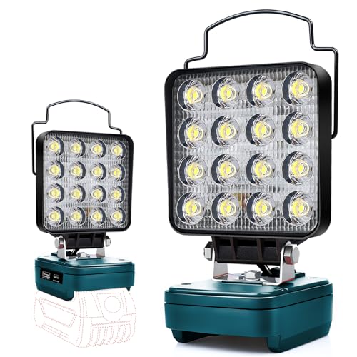 Cordless LED Work Light for Bosch 18v Battery,Battery Powered Flood Lights for Bosch Light 48W Compact Lighting,Portable Spotlight with Type C & USB Fast Charge PD 3.0/18W(No Battery)