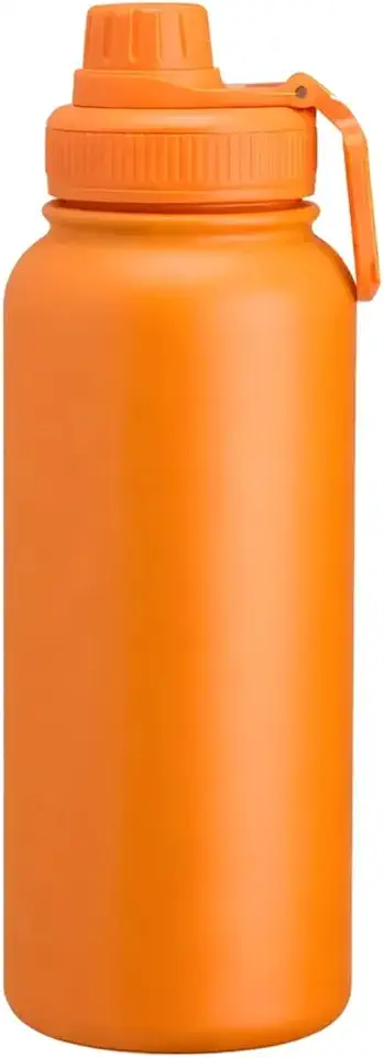 Garrafa Térmica 800ml de Aço Inoxidável, Parede Dupla, Isolamento Térmico a Vácuo, Bico Antivazamento, Com Alça Larga e Infusor, Mantém Bebidas Quentes e Geladas por Longos Períodos (Laranja)