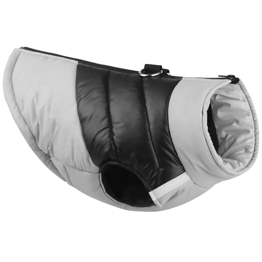 Dog Winter Coat Waterproof Cold Weather Warm Puffer Jacket for Small Medium Large Dogs Cozy Puppy Vest with Reflective D-ring Zip Up Pet Outdoor Clothes,Grey,4XL
