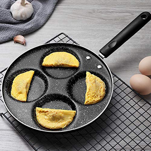 HEMOTON Frigideira para ovos com molde para 4 xícaras, panela antiaderente de ferro para cozinhar ov