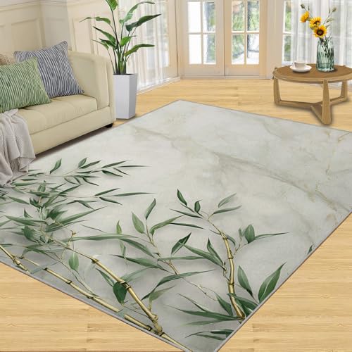 Bamboo Leaves Rug 6x8-6x8 Rug, Modern Marble Area Rugs for