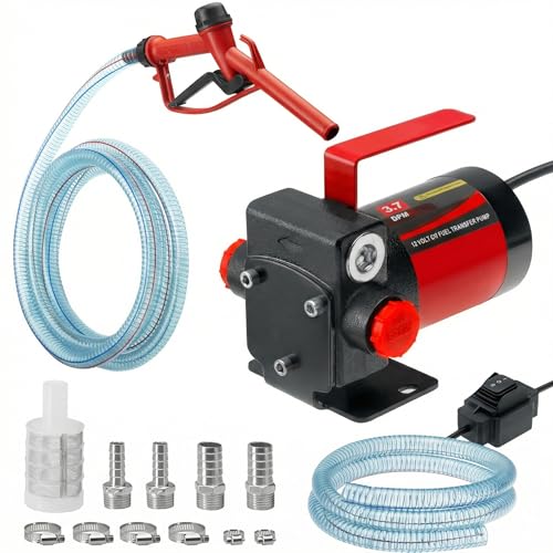 12V DC Gasoline Fuel Pump Kit, Self-priming Fuel Transfer Pump, Reversible Pumping, Overheat Protection, Explosion-proof, Suitable for Gasoline, Diesel, Mineral Oil, Kerosene