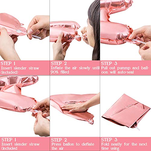 Happy Birthday Banner (3D Rose Lettering) Mylar Foil Letters | Inflatable Party Decor And Event Decorations For Kids And Adults | Reusable, Ecofriendly Fun #TOP2