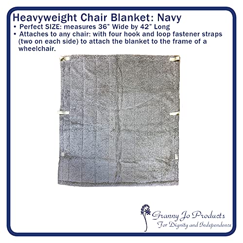 Granny Jo Products Heavyweight Wheelchair Blanket, Navy Face/Grey Back #TOP4